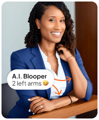 Professional headshot with blooper